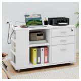 $128 ARDEHA 39" W 3-TIERS WOOD STORAGE FILE CABINE