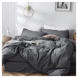 100% WASHED COTTON LINEN LIKE TEXTURED DUVET COVER