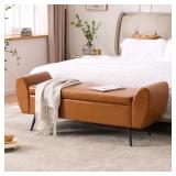 $166 SHANETA 55"W VEGAN LEATHER STORAGE BENCH STOR