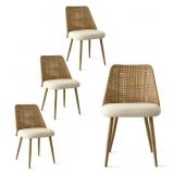 $360 19.5" SEAT HEIGHT BOUCLE RATTAN BACK DINING C