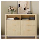 $135 WIDE 6 DRAWER BEDROOM DRESSER, GROOVED DESIGN