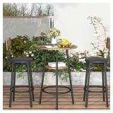 $130 3-PIECE BAR TABLE SET FOR 2, 2-TIER ROUND BIS