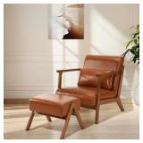 $216 MID-CENTURY MODERN LEATHERETTE ACCENT STOOL A