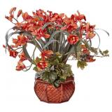 NEARLY NATURAL CYMBIDIUM WITH DECORATIVE VASE SILK