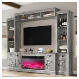 $550 DONYELL FARMHOUSE 98" WALL UNIT ENTERTAINMENT