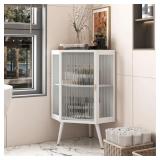 $148 MODERN CORNER CABINET WITH TEMPERED GLASS DOO