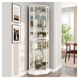 $310 SCHMIDT WOOD/GLASS LIGHTED CORNER CURIO CABIN