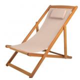 RECLINING BEACH LOUNGE CHAIR, BEIGE