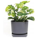 ELLY D COR 12 INCH PLASTIC CYLINDER PLANTER POT WI