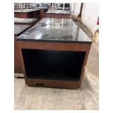 APPRX 38IN X 35IN X 33IN BLACK GRANITE AND WALNUT
