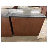 APPRX 39IN X 34IN X 33IN BLACK GRANITE AND WALNUT