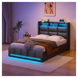 $230 TWIN JILISSA UPHOLSTERED BOOKCASE LIFT UP STO