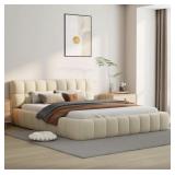 KATENCE ELEGANT LINEN PLATFORM BED WITH UPHOLSTERE