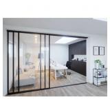 $1390 3 PANEL CLEAR GLASS SLIDING ROOM DIVIDER - A