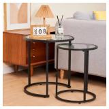 BAINA 23.5"H ROUND NESTING END TABLE SET WITH META