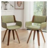 $254 FAUX LEATHER UPHOLSTERED SWIVEL DINING ARMCHA