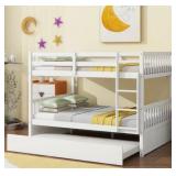 SOTION SOLID WOOD STANDARD BUNK BED WITH TRUNDLE B