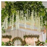 12PCS WISTERIA HANGING FLOWERS, WHITE HANGING FLOW