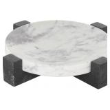 MARBLE GEOMETRIC LIVING ROOM DECOR TRAY ROUND OTTO