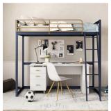 BLUE + GOLD METAL TWIN LOFT BED