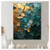 ABSTRACT TEAL GOLD CRYSTALLINE LIMESTONE - MARBLE