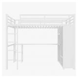 $330 METAL LOFT BED FRAME WITH BUILT-IN WARDROBE,