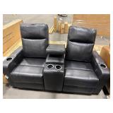 BLACK LEATHER TWIN RECLINER LOVE SEAT