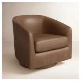 BENNETT GENUINE LEATHER SWIVEL BARREL CHAIR
