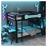 $510 FULL BUNK BED WITH DUAL BUILT-IN GAMING DESKS