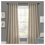 BURLAP KNOTTED TAB TOP SEMI SHEER CURTAIN PAIR