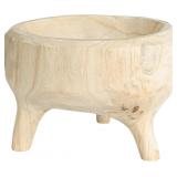 CREATIVE CO-OP RUSTIC FOOTED WOOD BOWL, NATURAL