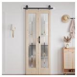 $266 FROSTED GLASS SOLID WOOD UNFINISHED BIFOLD BA