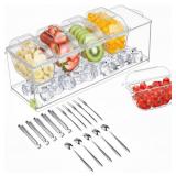 ICE CHILLED CONDIMENT CADDY WITH 5 CONTAINERS,LARG