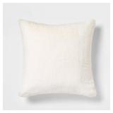 OVERSIZED FAUX RABBIT FUR SQUARE THROW PILLOW CREA