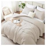 COZYLUX KING SIZE COMFORTER SET - 3 PIECES BEIGE S