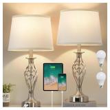 TABLE LAMP FOR BEDROOM SET OF 2 WITH USB C+A PORTS