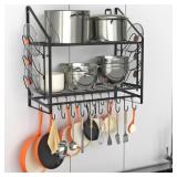 28 INCH POT RACK WALL MOUNTED, 2 TIER POTS AND PAN