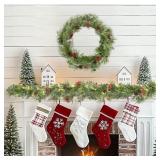 BLOSMON LIGHTED CHRISTMAS GARLAND FOR MANTLE: 2 PC