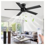 48 INCH FLUSH MOUNT CEILING FAN NO LIGHT, BLACK CE