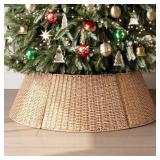 4-PIECE LARGE RATTAN CHRISTMAS TREE COLLAR, 34' HA