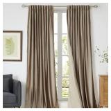 PRIMROSE BLACKOUT TAUPE VELVET CURTAINS, 52"W X 90
