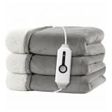 GREY AND WHITE HEATED BLANKET