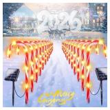 IDEAALS 24-PACK SOLAR CHRISTMAS CANDY CANE LIGHTS,