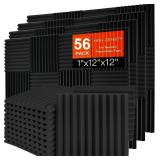 56 PACK ACOUSTIC FOAM PANELS, 1' X 12'X 12' SOUND