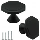 2-10 PACK MATTE BLACK CABINET KNOBS OCTAGON 1-3/8