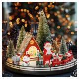 12 PCS CHRISTMAS VILLAGE SET - 13" OAK WOODEN LAZY