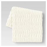 50"X60" RUCHED FAUX RABBIT FUR THROW BLANKET CREAM