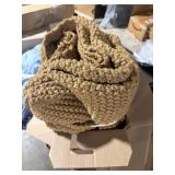 KING CHUNKY KNIT BED BLANKET WARM BROWN - CASALUNA