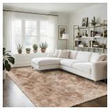 FLUFFY RUG SHAGGY AREA RUG, MOTTLING BEIGE 5X8 ARE