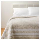 FULL/QUEEN DECORATIVE BORDER COTTON SLUB WOOD BLOC